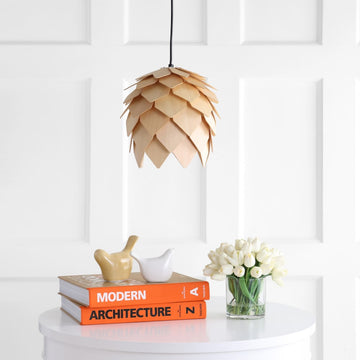 Simon 11.75" Pinecone Wood LED Pendant - JONATHAN Y